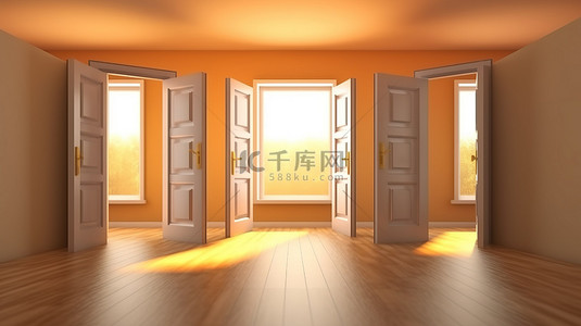 门地板背景图片_带照明流 3d 渲染的入口