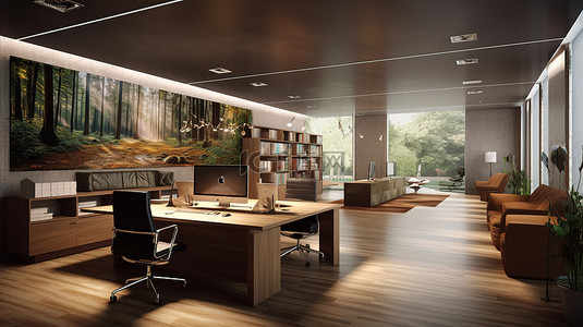 家具介绍背景图片_办公室室内设计可视化的 3D 渲染