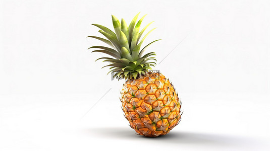 新鲜的菠萝水果背景图片_多汁营养丰富的菠萝果实成熟，在白色背景上新鲜呈现