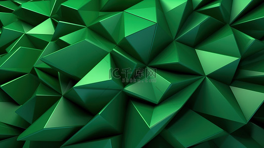 三角形多边形背景图片_令人惊叹的 3D 设计中的绿色三角形多边形