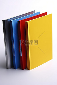 古籍装订线背景图片_白色背景上带有蓝色装订的四种彩色活页夹