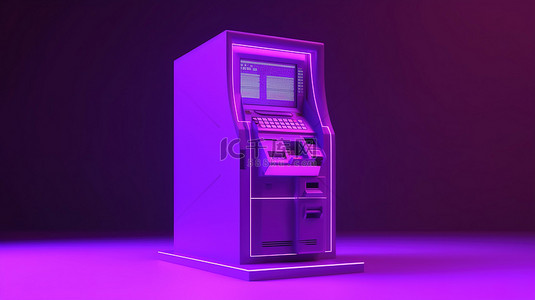 微信转账背景图片_紫色 atm 转账支付概念的简约 3d 渲染