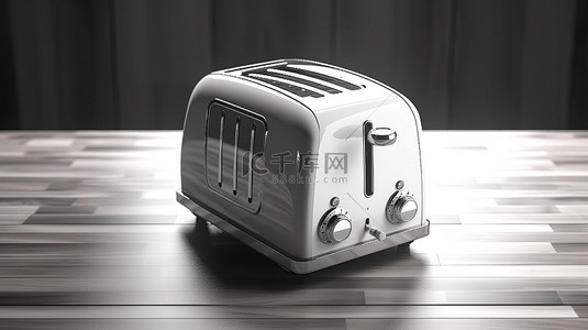 单色复古风格复古厨房烤面包机的 3D 渲染