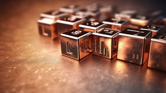 金属锂在其元素周期表符号旁边的 3D 插图，具有充足的复制空间