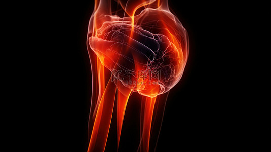 膝盖骨骼背景图片_痛苦的 3d 渲染膝盖的插图