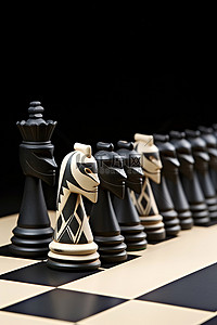 骑士国王背景图片_国际象棋棋盘，国王和王后坐在一条线上，形成一排国王