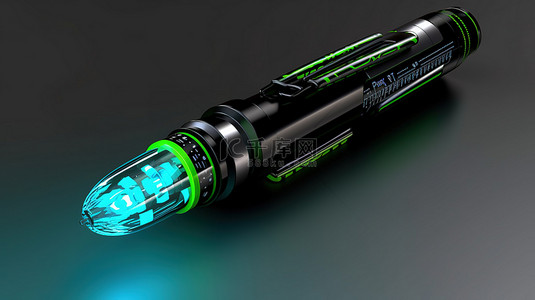 黑色和绿色荧光笔，带 3D 等距设计