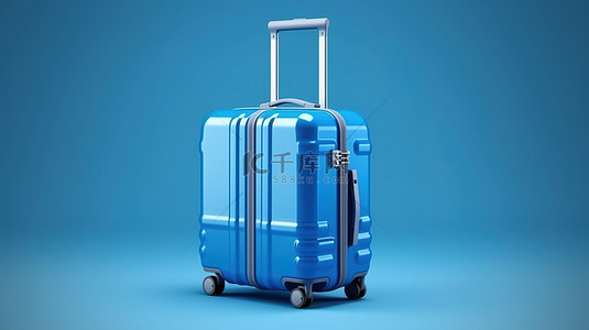 旅行包海报背景图片_蓝色手提箱样机的 3d 插图
