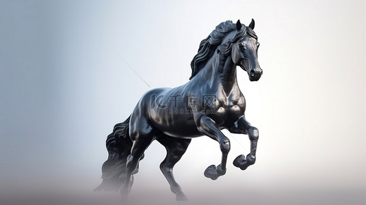 马尾巴背景图片_雄伟的黑马的令人惊叹的 3D 渲染