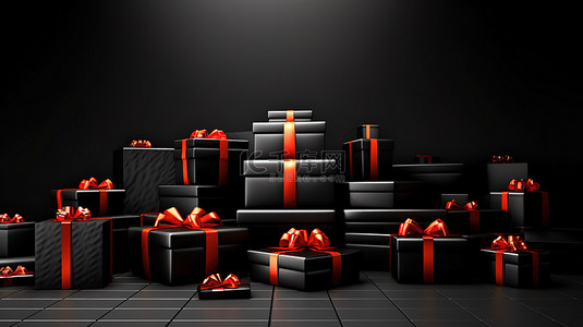 礼物盒礼盒背景图片_3d 黑色星期五销售横幅