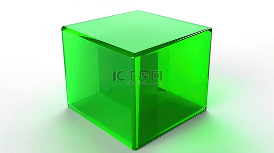 白色背景突出显示绿色 3d 立方体