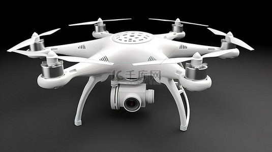 直升机背景图片_带有 3D 视觉旋转螺旋桨的白色无人机