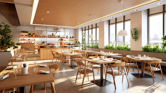豪华晚餐背景图片_餐厅和咖啡馆的 3D 室内设计渲染