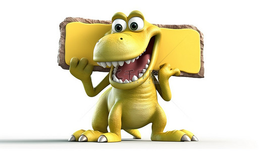 霸王龙可爱背景图片_有趣的 3d 恐龙与标志和香蕉