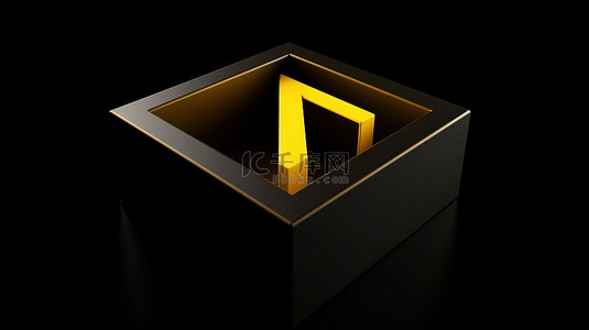 扁平按钮背景图片_右上角黄色箭头 3d 图标框，轮廓象征定向渲染