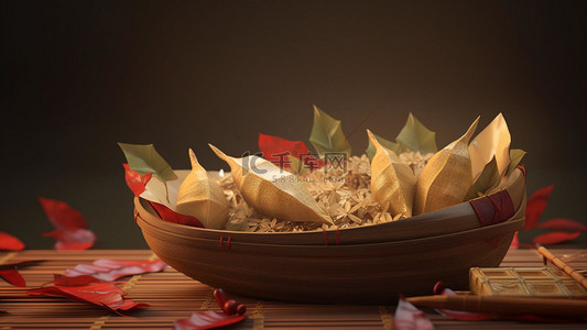 吃粽子卡通背景图片_端午佳节文化习俗糯米