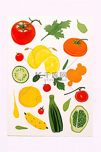 一个有一些水果和蔬菜的区域，上面有一个信封