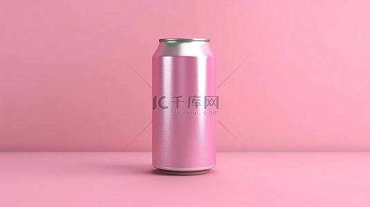 粉红色背景，以 3D 渲染的铝制苏打可乐和啤酒罐的顶视图为特色