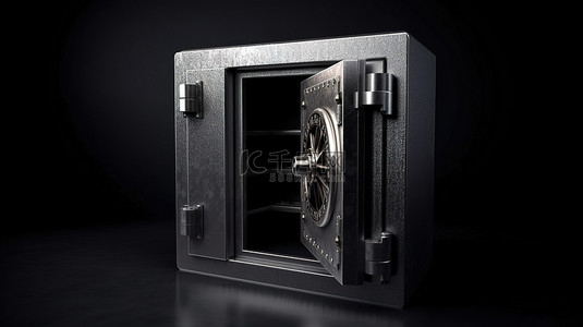 中空心背景图片_在 3d 渲染中描绘的具有空心内部的金属保险箱