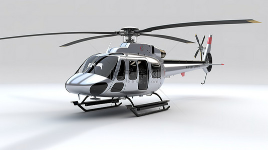 艺术蓝天背景图片_白色背景和灰色直升机的 3d 渲染