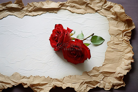 情人节的顶部图片，一张纸上有两朵玫瑰