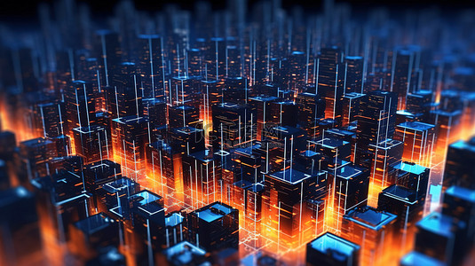 步步高升pdf背景图片_光芒四射的未来大都市3D渲染高升商业区