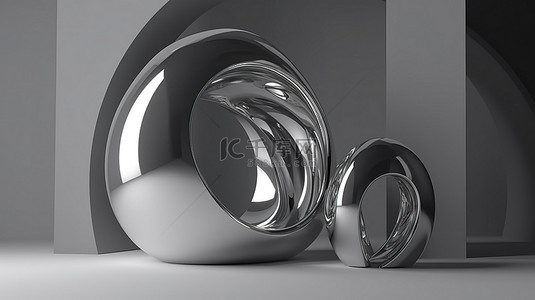 无元素的简约概念灰色和银色抽象 3d 渲染