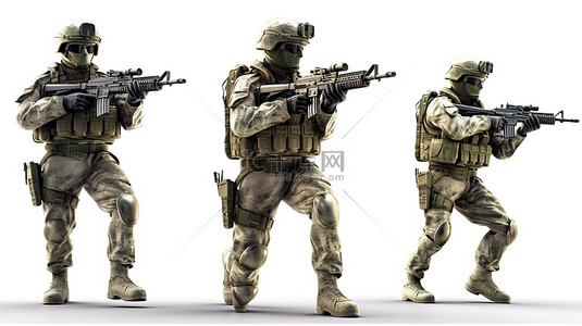 武器背景图片_三个伊斯坎德人准备在乌克兰和俄罗斯的战争背景下战斗 3d 渲染