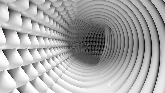 3d 扭曲管几何创建白色圆圈同心抽象背景