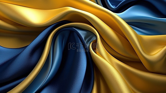 宝蓝色窗帘背景图片_海军蓝色和金色窗帘面料的华丽抽象艺术品