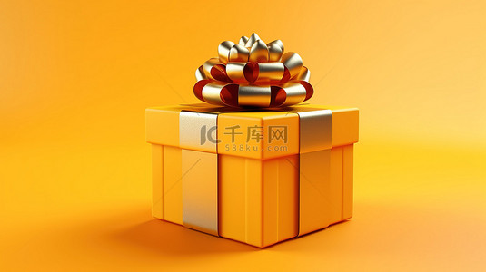 黄色背景与 3d 礼品盒插图