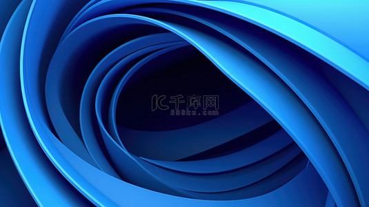 蓝色企业模板背景图片_简单背景上几何蓝色螺旋线的优雅而平坦的 3D 插图，非常适合企业模板