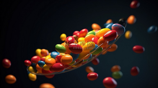 彩色糖果瀑布的 3D 插图