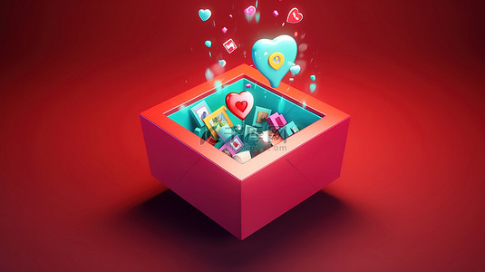 本周推出背景图片_推出带有社交表情符号的礼品盒，以 3D 渲染方式描绘社交媒体网络的力量