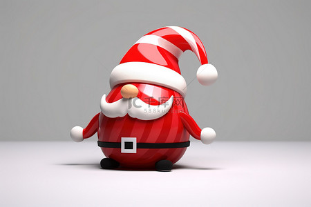 3d 圣诞老人戴着红色和白色条纹的帽子