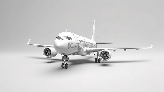 灰色背景下的一架白色大型商用飞机的 3d 插图