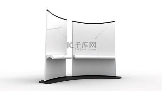 落地式液晶显示屏，用于贸易展览 3D 渲染在白色背景上