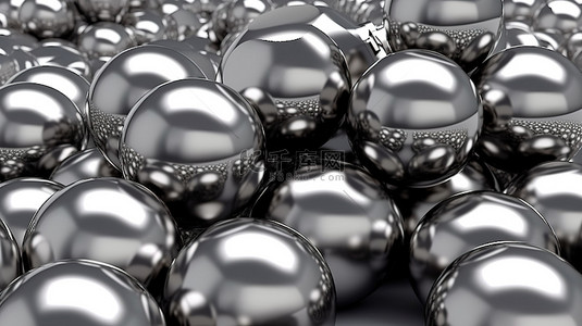 动态豪华 3D 插图，闪亮背景上闪闪发光的银球，非常适合庆祝新年
