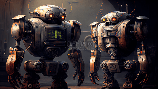 机器人3d科幻插画背景