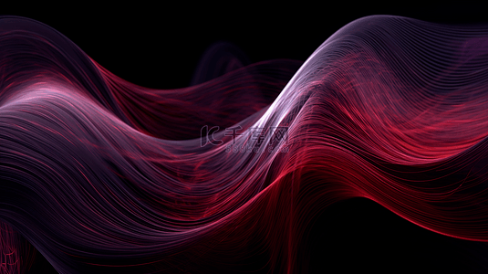 动感科技酷炫背景图片_光滑的抽象曲线红色线条图案