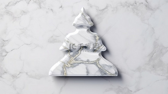 创新的大理石圣诞树，用于引人注目的产品展示 3D 节日背景自上而下的视图