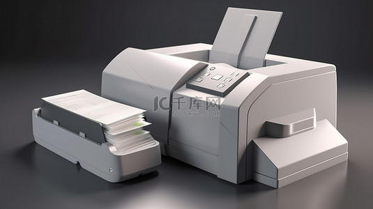 渲染信用卡扫描仪和收据打印机的 3D 模型