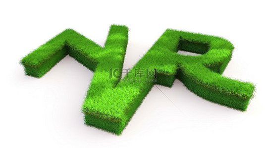 郁郁葱葱的绿草 3D 渲染中的孤立印度词