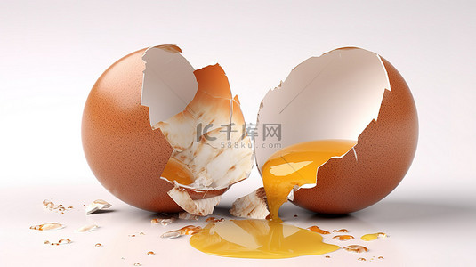 白色背景上整个鸡蛋和破裂鸡蛋的数字描绘
