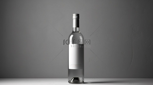 红酒文化背景图片_时尚的模拟灰色背景与空白白葡萄酒瓶标签令人印象深刻的优雅和酿酒文化的代表