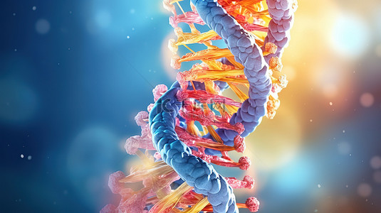 基因医疗科技背景图片_医学中 DNA 和癌细胞概念的 3D 插图