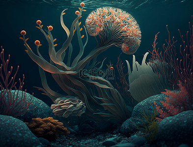 深海背景图背景图片_海洋海水植物背景