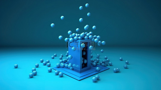 蓝色工作室锁上方悬浮感叹号的 3d 渲染