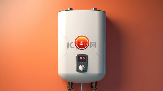 沸騰背景图片_仪表板配备电燃气热水器的 3D 插图