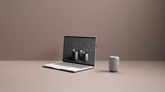 灯光桌面背景图片_最小桌面渲染笔记本电脑模型的 3D 图像
